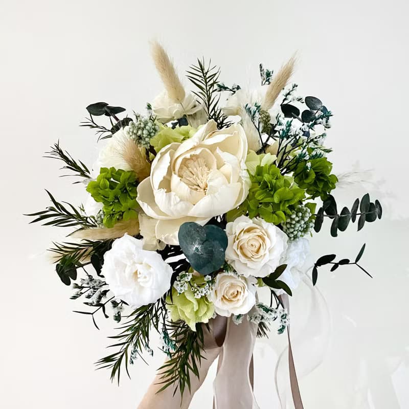 永生花新娘手綁花 半圓造型婚禮拍照花束