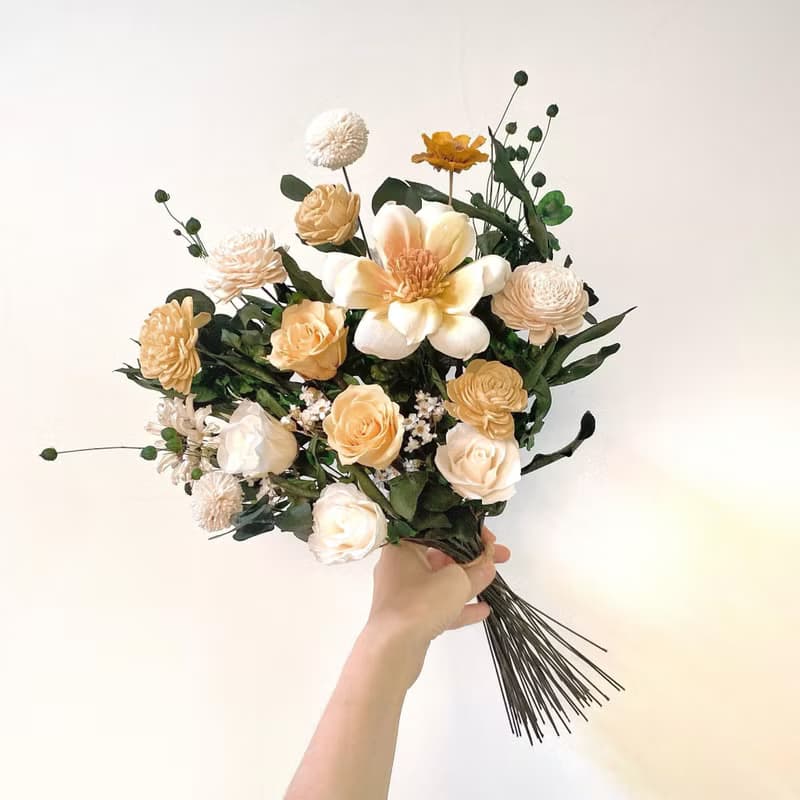 永生花新娘手綁花 半圓造型婚禮拍照花束