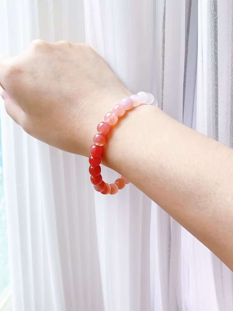 水蜜桃鹽源瑪瑙||源瑪瑙水晶/水晶/手串/手鍊