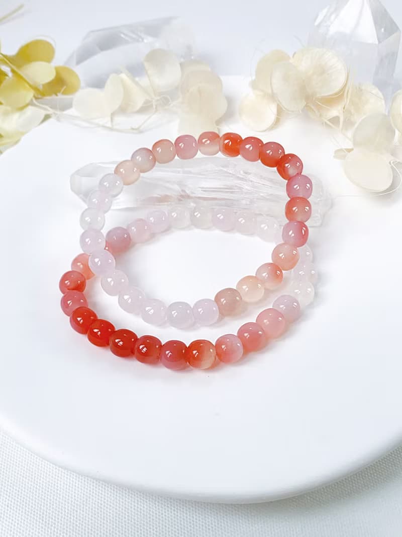 水蜜桃鹽源瑪瑙||源瑪瑙水晶/水晶/手串/手鍊