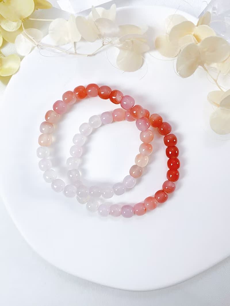 水蜜桃鹽源瑪瑙||源瑪瑙水晶/水晶/手串/手鍊