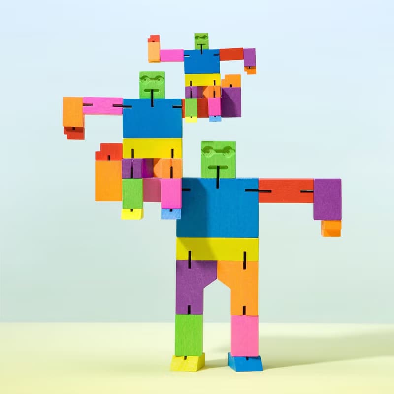 Cubebot 酷比人【酷炫彩三件組】木製變形積木機器人 益智玩具