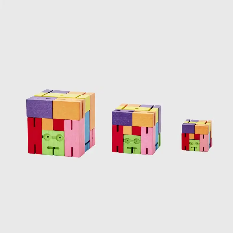 Cubebot 酷比人【酷炫彩三件組】木製變形積木機器人 益智玩具