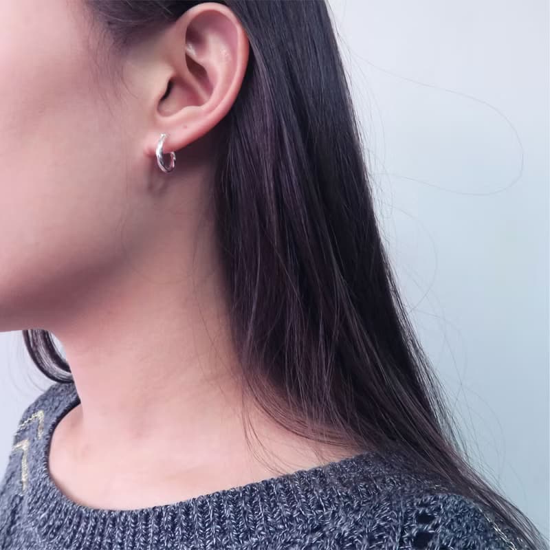 永恆 方扭圈式耳環(小) 925純銀耳環 女生耳環