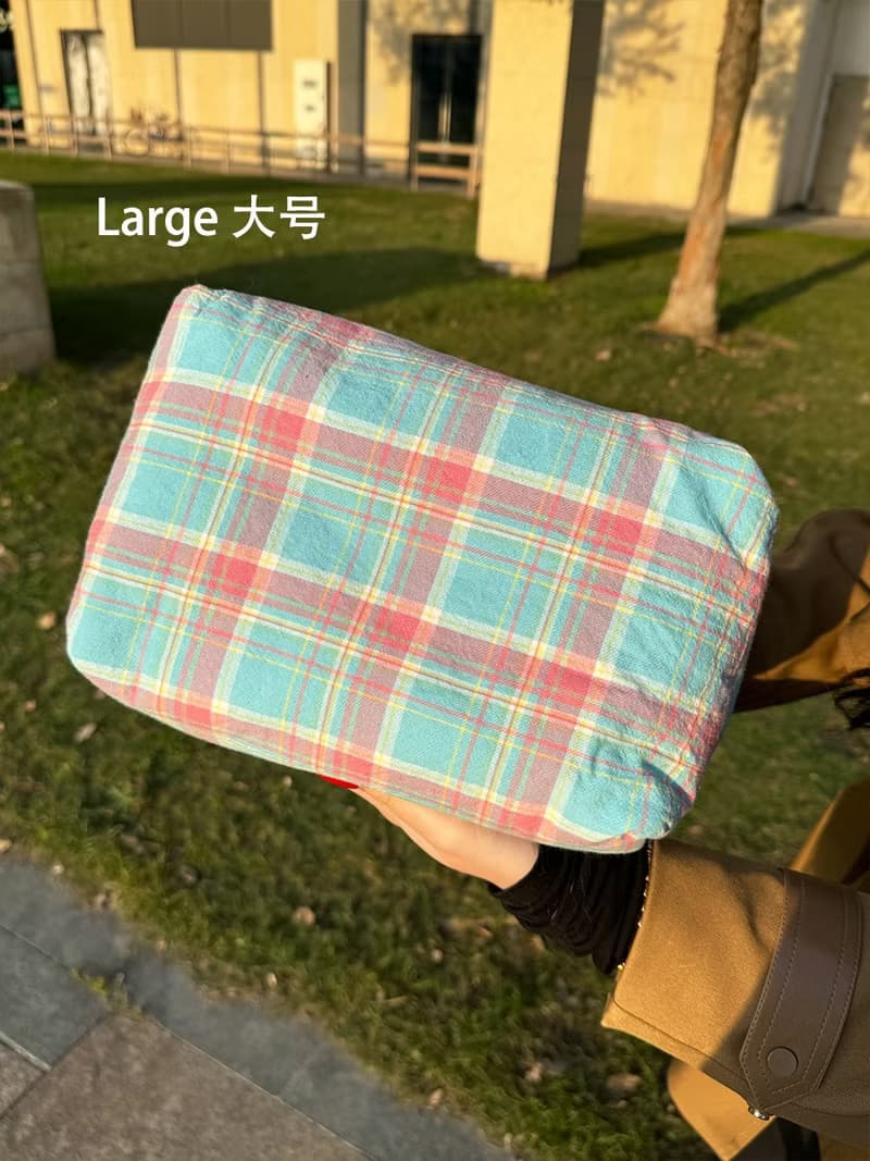 Sweetstore Supply原創粉格蝴蝶結化妝包便攜收納包