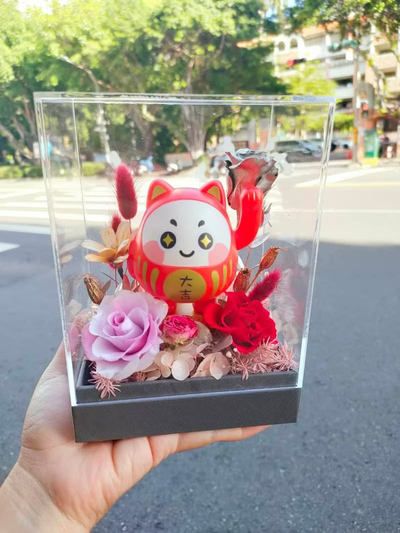 【蕎翎工作室】招財達摩貓花禮 開幕花禮 招財貓 達摩