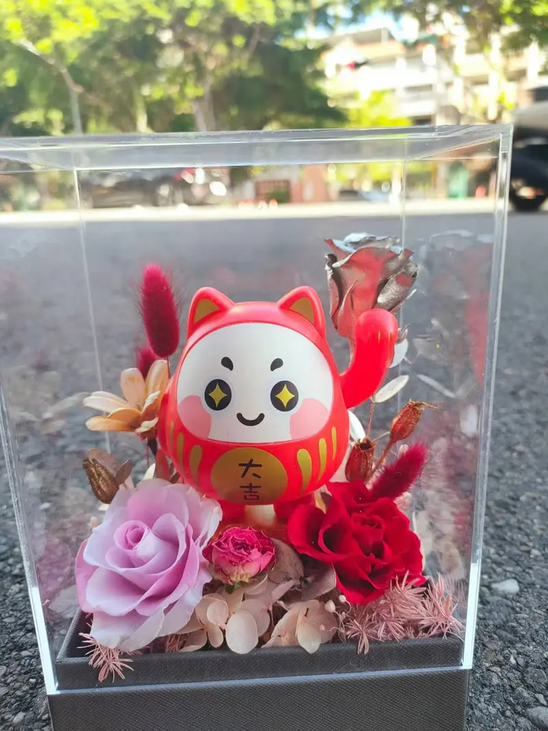 【蕎翎工作室】招財達摩貓花禮 開幕花禮 招財貓 達摩