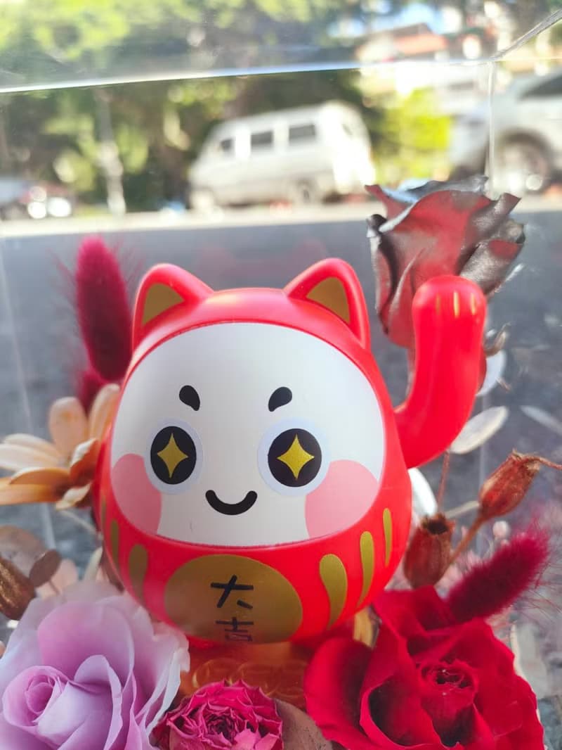 【蕎翎工作室】招財達摩貓花禮 開幕花禮 招財貓 達摩