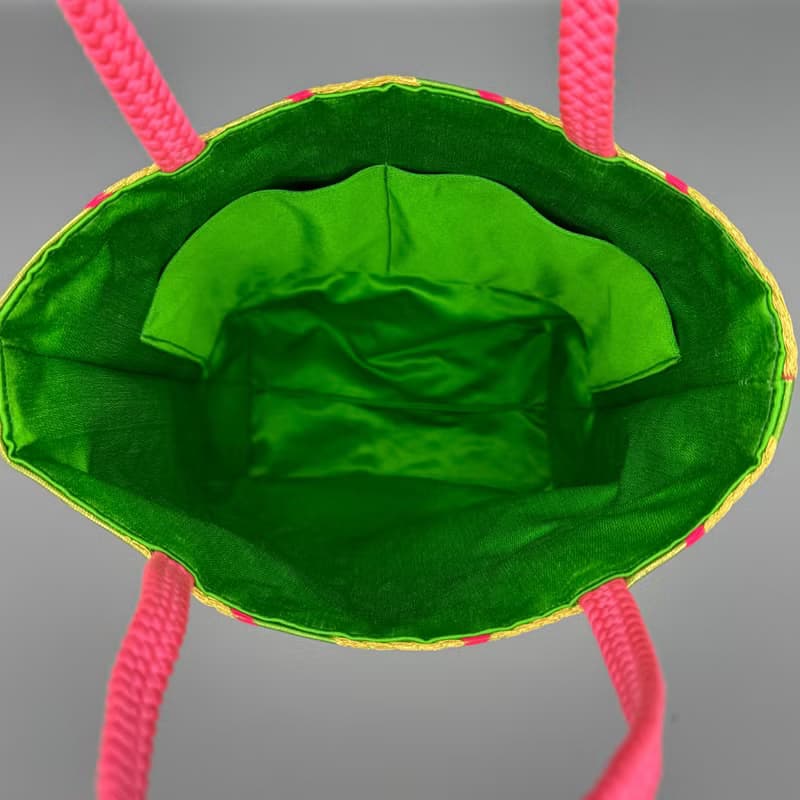着物 帯 リメイク ハンドメイド トートバッグ 緑 ピンク