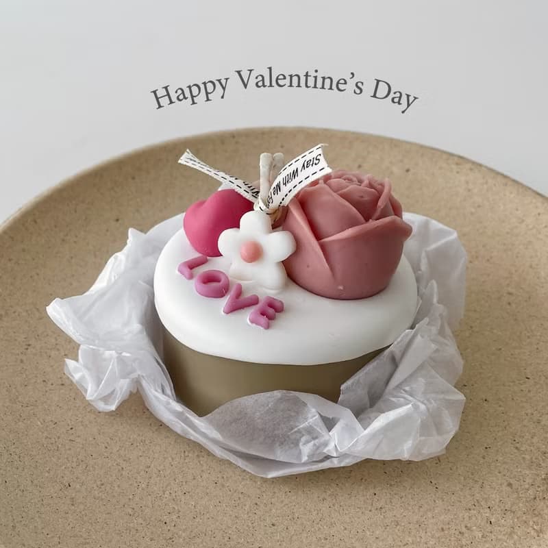 Valentine's Day! 愛心玫瑰奶油蛋糕 香氛蠟燭 情人節禮物