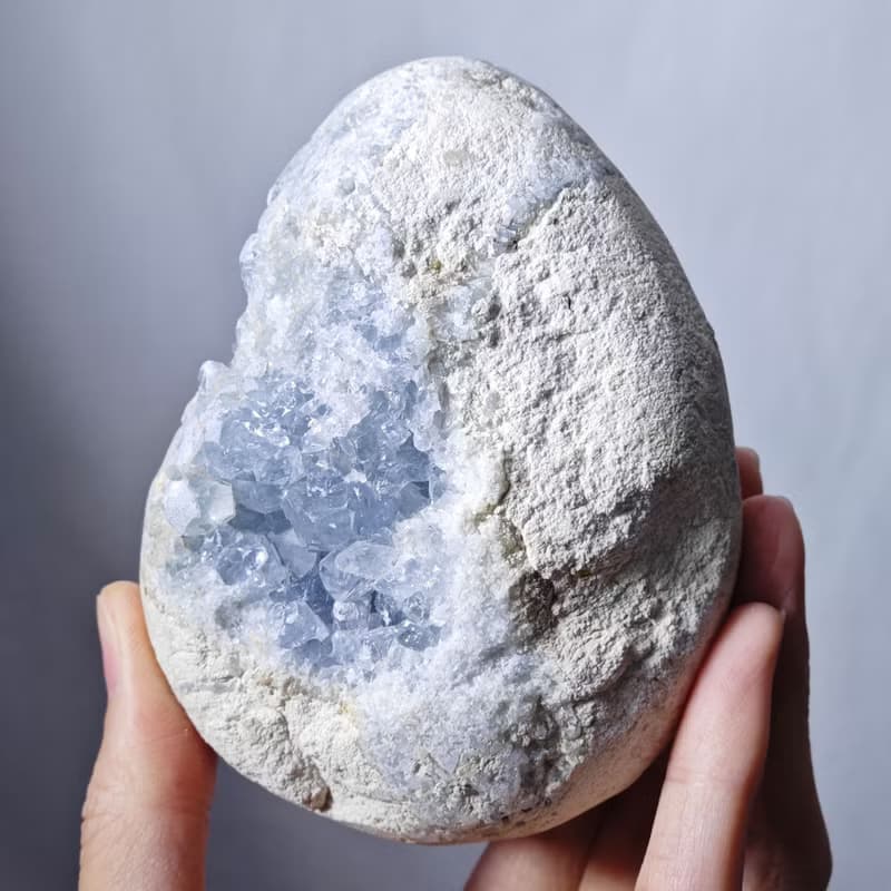 頂級稀有天青石 天使石 來自天界的寶石 蛋形 招財擺件 單品 禮物