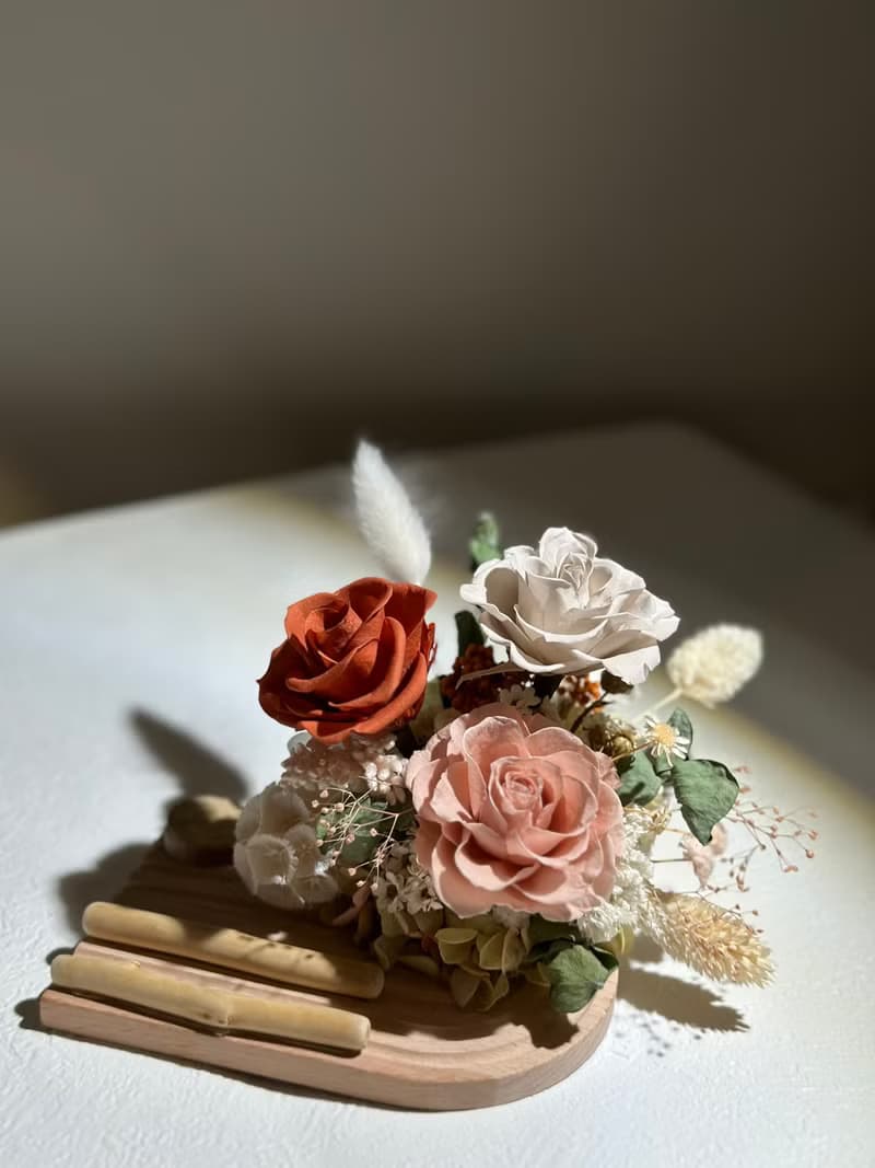 永生花名片座 辦公室療癒小物 擴香 新年禮物 開幕祝賀禮 代寫卡