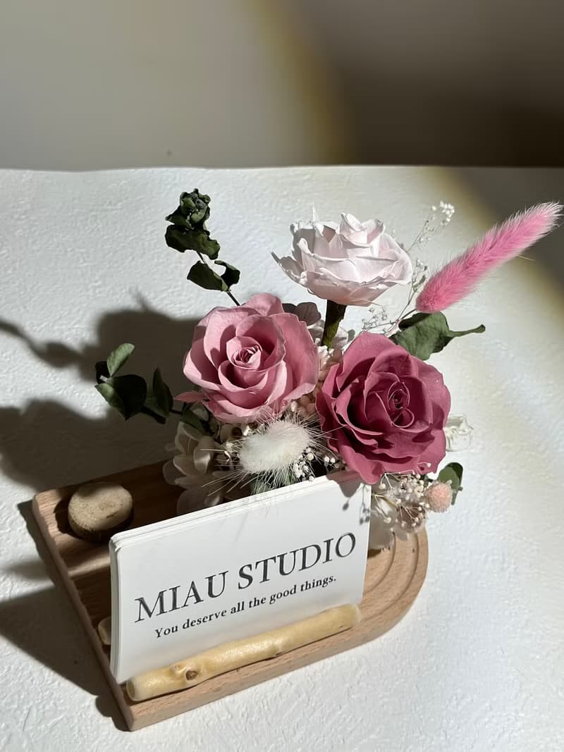 永生花名片座 辦公室療癒小物 擴香 新年禮物 開幕祝賀禮 代寫卡