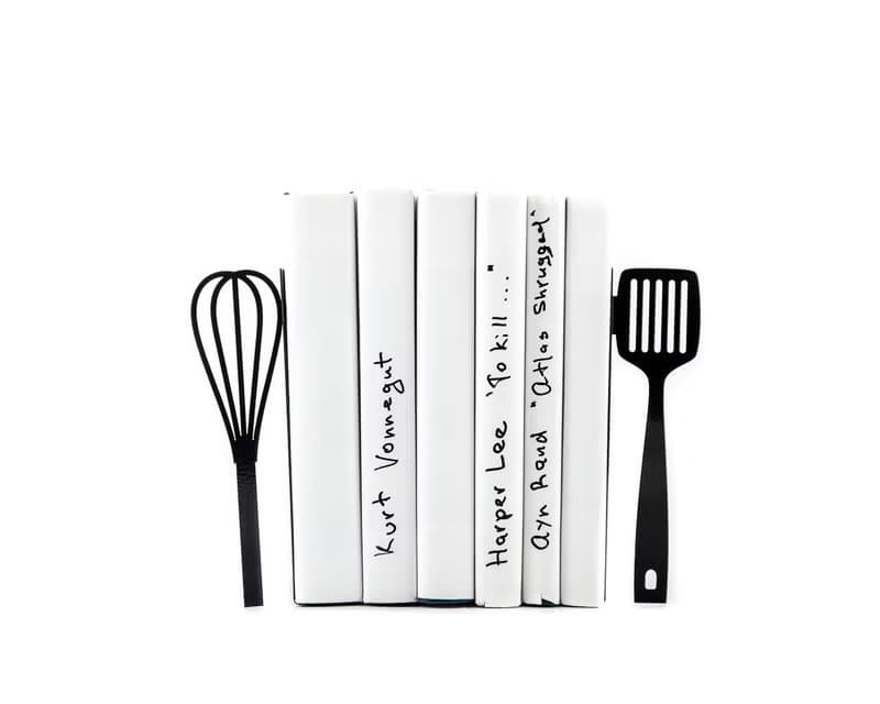 Metal Kitchen Bookends // Spatula and whisk //  Shelf decor // FREE SHIPPING //