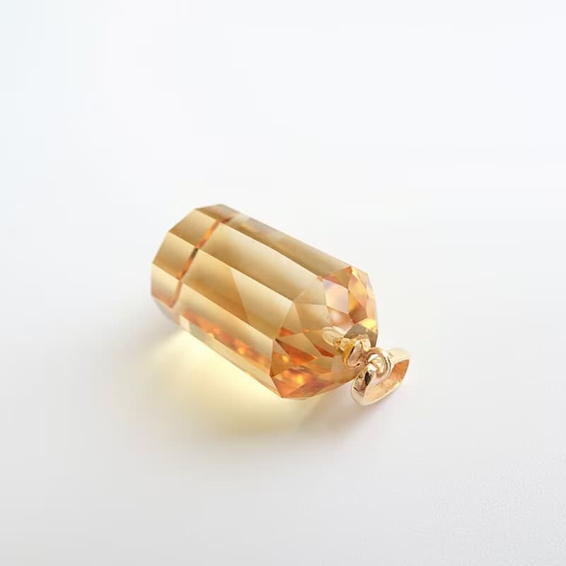 限量現貨 - 天然優質黃水晶 大號圓柱體切割 古董純 14K 金墜