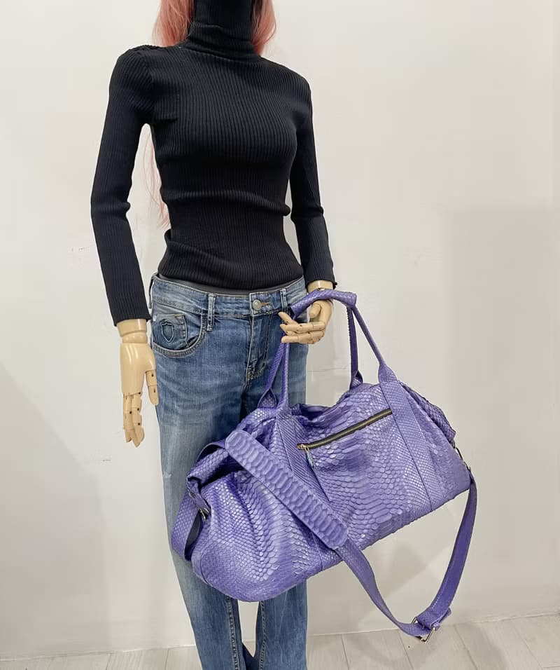 Snakeskin Weekender Duffle Bag Leather Weekender Bag Snakeskin Travel Bag