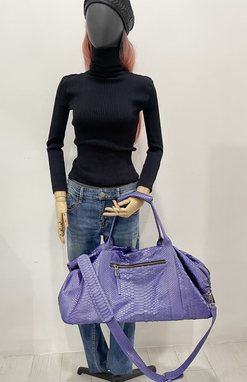 Snakeskin Weekender Duffle Bag Leather Weekender Bag Snakeskin Travel Bag