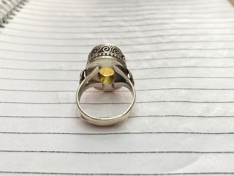 天然 黃水晶 戒指 尼泊爾 手工製 925純銀