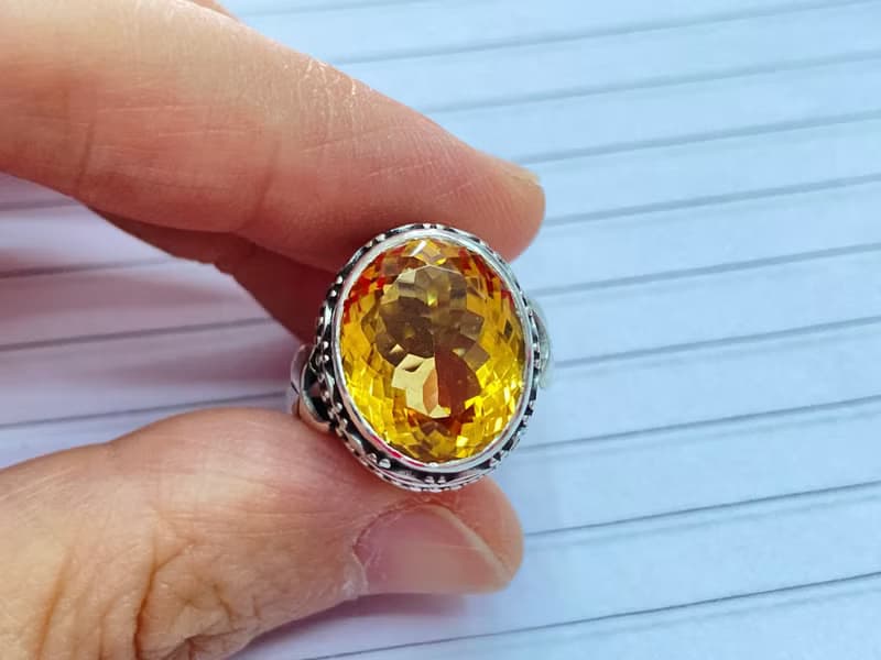 天然 黃水晶 戒指 尼泊爾 手工製 925純銀