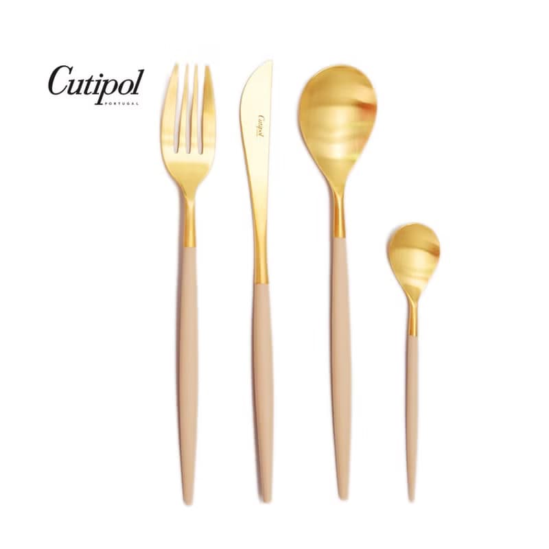 葡萄牙 Cutipol  MIO  奶茶金 主餐四件組(刀叉匙+咖啡匙)