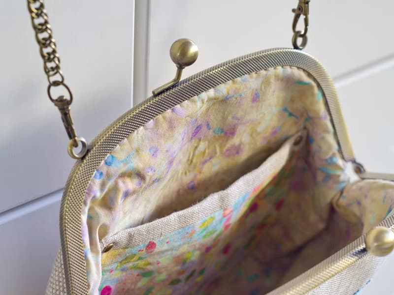 Handmade shoulder bag with cross stitched Blooming Marvellous bouquet, crossbody