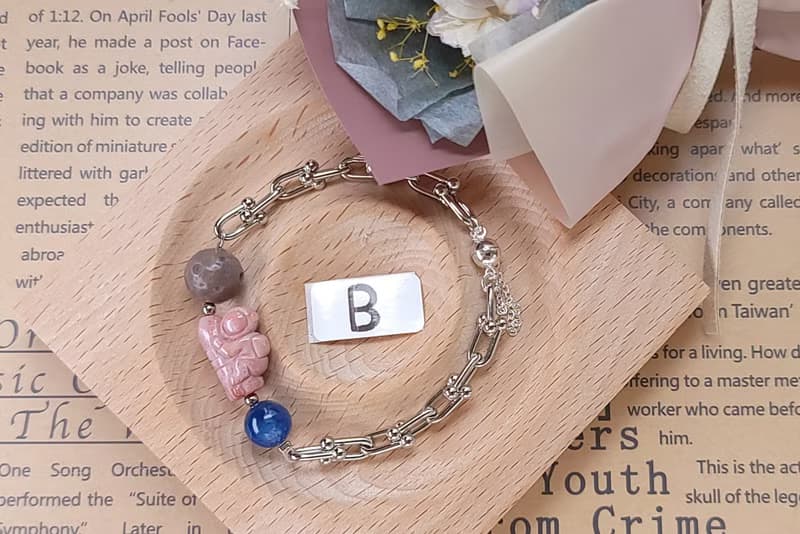 Six Cats 天然石 水晶 帶我去月球 設計款 白K金手鍊 手環 禮物