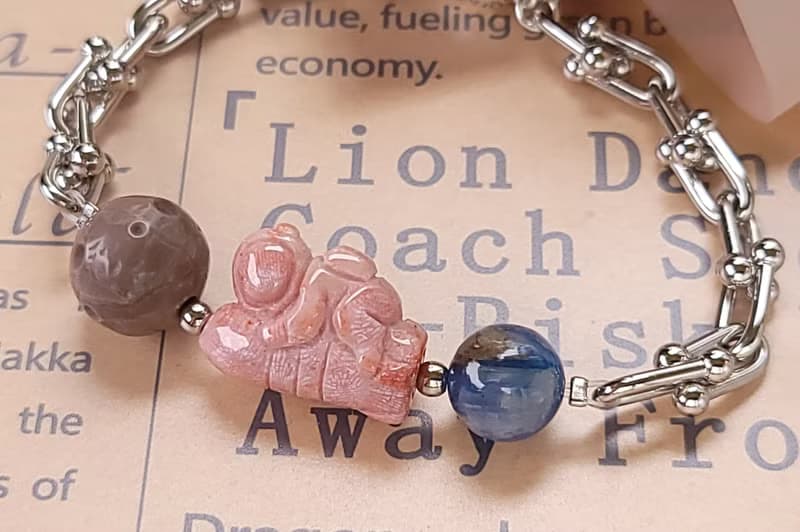 Six Cats 天然石 水晶 帶我去月球 設計款 白K金手鍊 手環 禮物