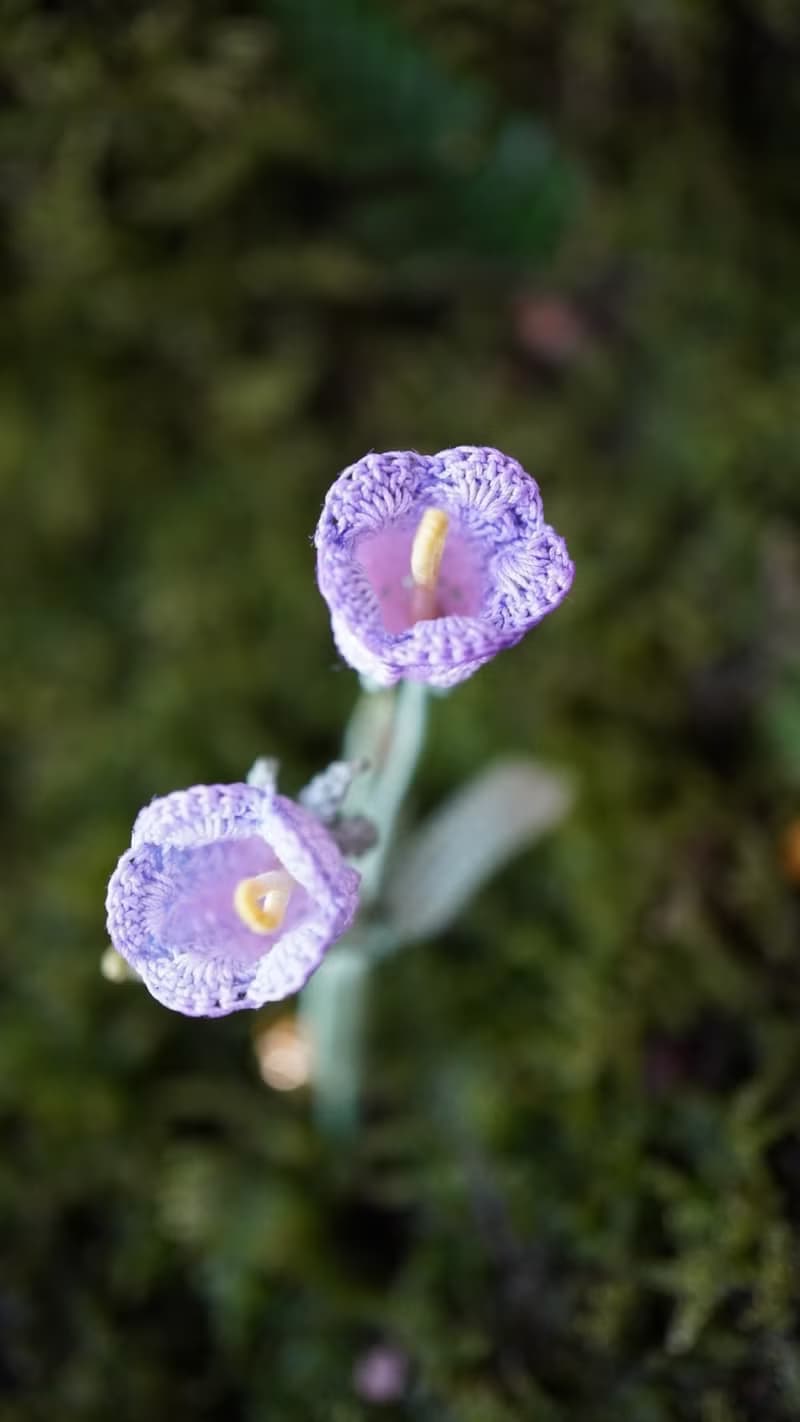 紫色漸變風鈴花 立體鉤織編織禮物胸針