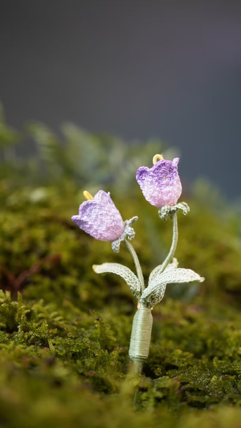 紫色漸變風鈴花 立體鉤織編織禮物胸針