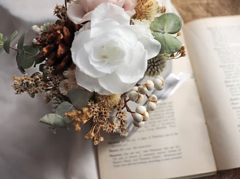 | 白衣天使 | 永生花 x 乾燥花 盆花 花藝 送禮 (附乾燥花小卡)