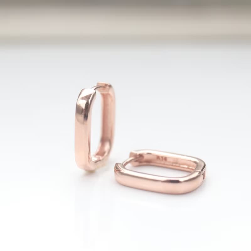 14K Square Thickness Lock Earring 方形厚金耳扣耳環
