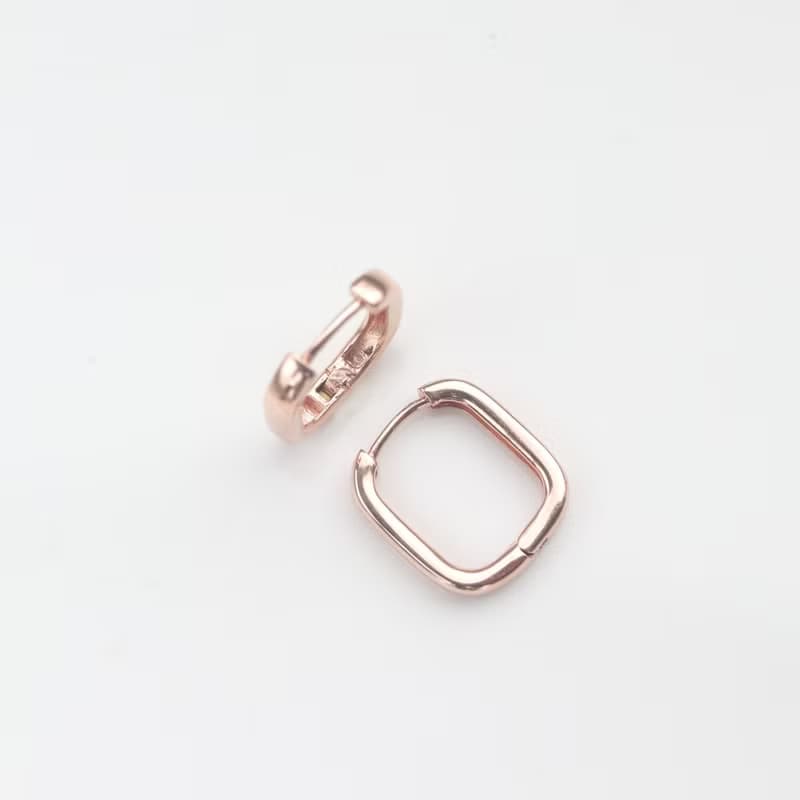 14K Square Thickness Lock Earring 方形厚金耳扣耳環