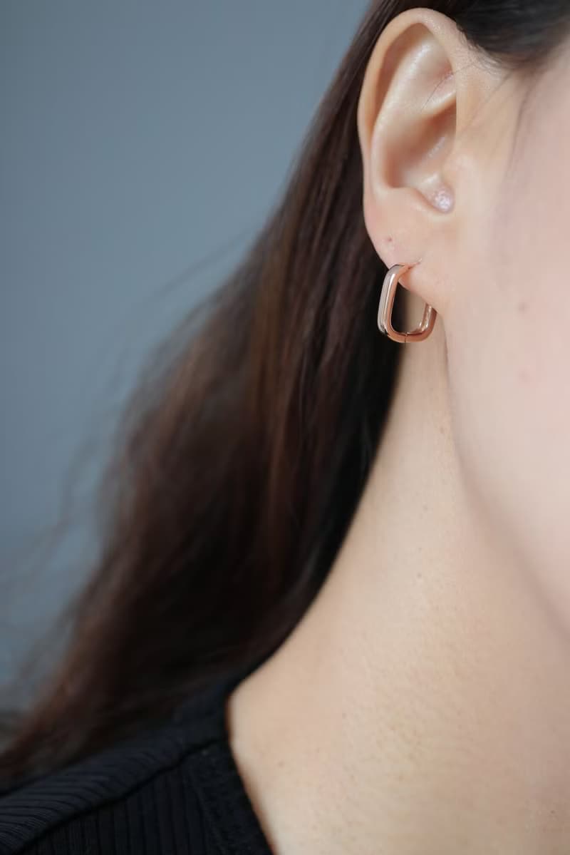 14K Square Thickness Lock Earring 方形厚金耳扣耳環