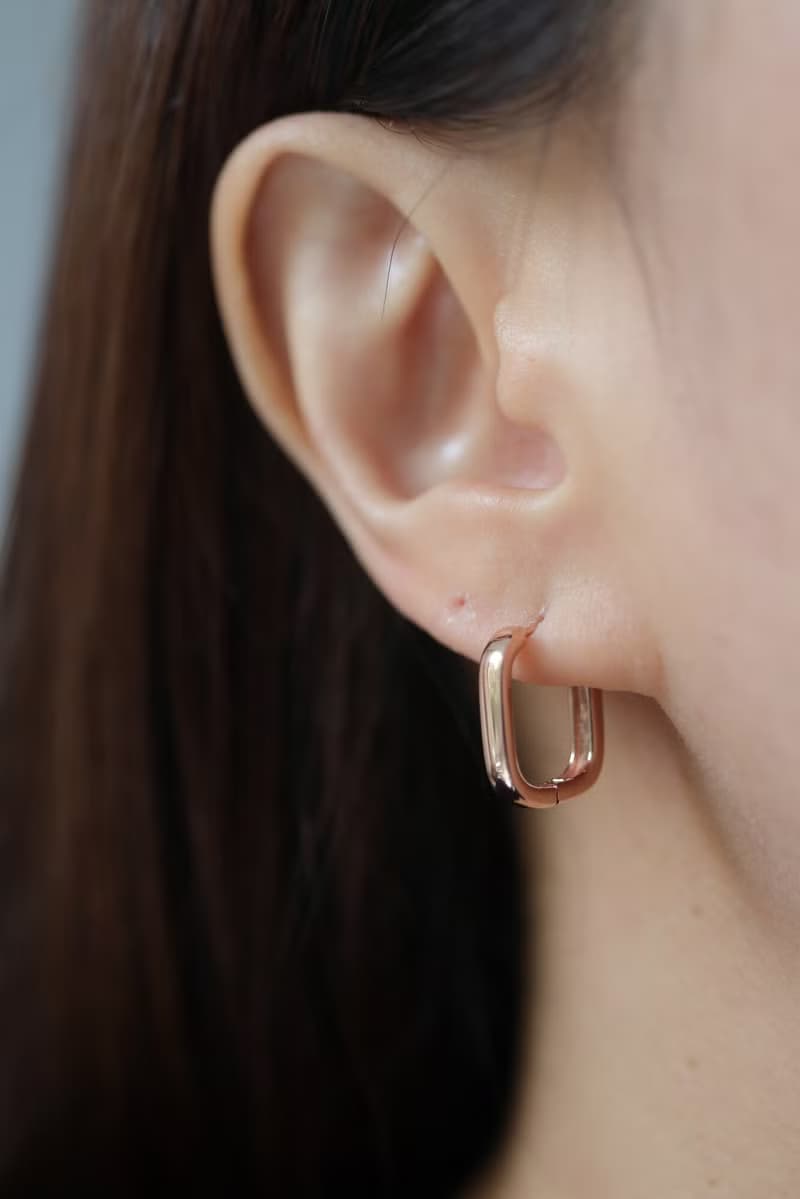 14K Square Thickness Lock Earring 方形厚金耳扣耳環