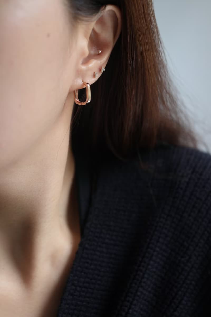 14K Square Thickness Lock Earring 方形厚金耳扣耳環
