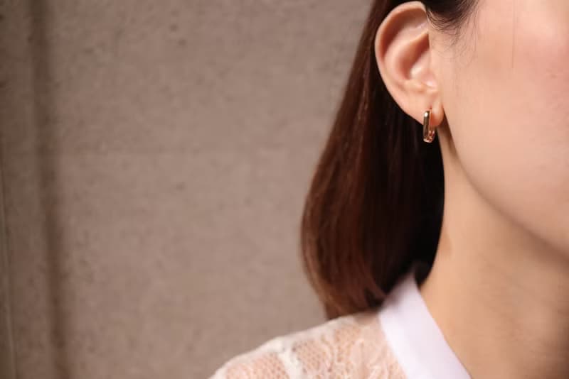 14K Square Thickness Lock Earring 方形厚金耳扣耳環