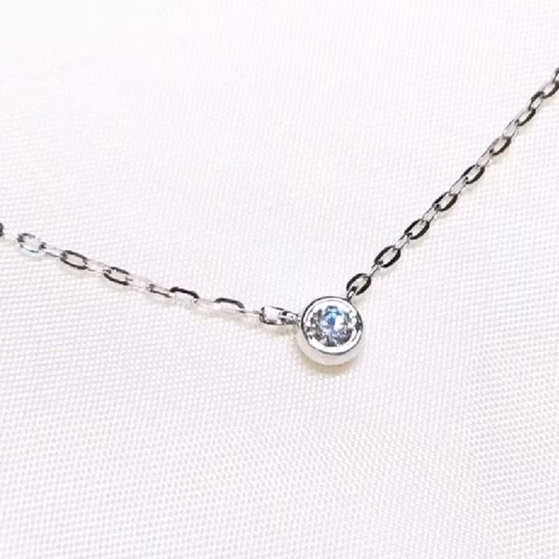 【Moriarty Jewelry】包鑲 - 小鑽 - 14K 白K金 單鑽項鍊