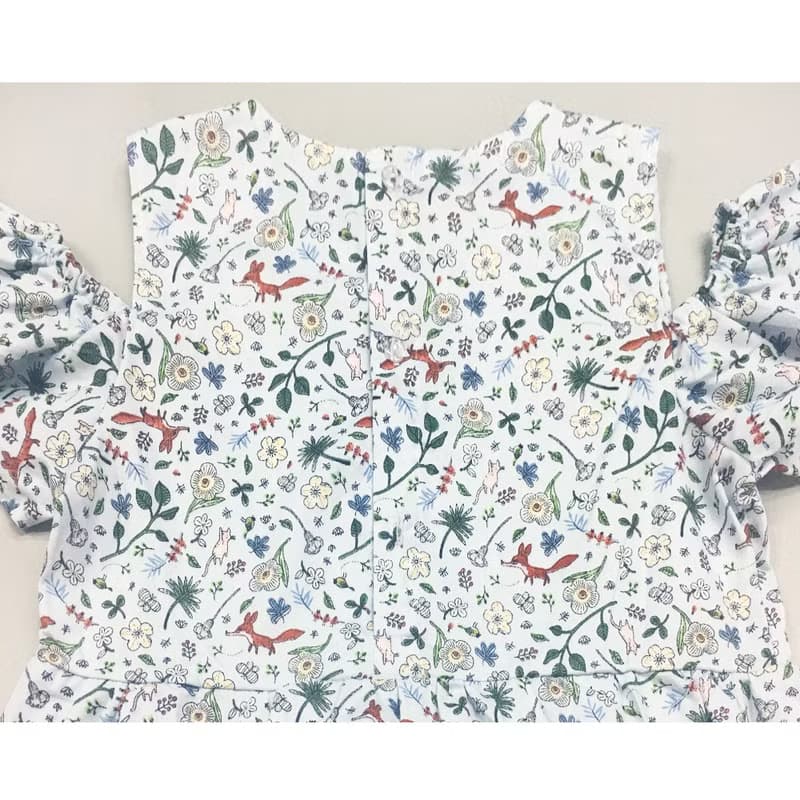 荷葉袖露肩洋裝 衣裙 女童裝 Fox