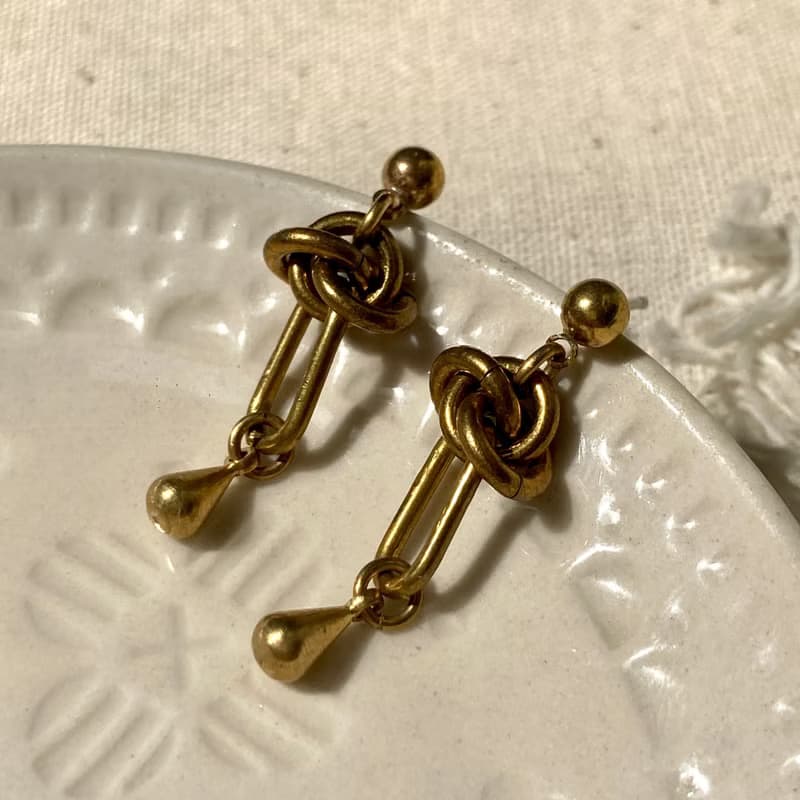 老林雜貨 | 黃銅結耳環(針式 / 夾式)