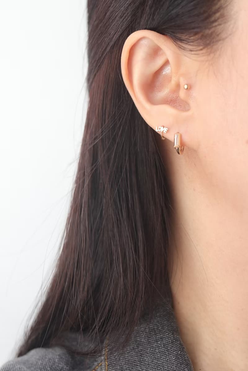 14K LOVE耳扣耳環 (內徑 5mm) (單個) 洗澡免摘  不褪色