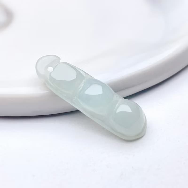 冰種翡翠福豆吊飾 | 天然緬甸玉翡翠A貨 | 送禮
