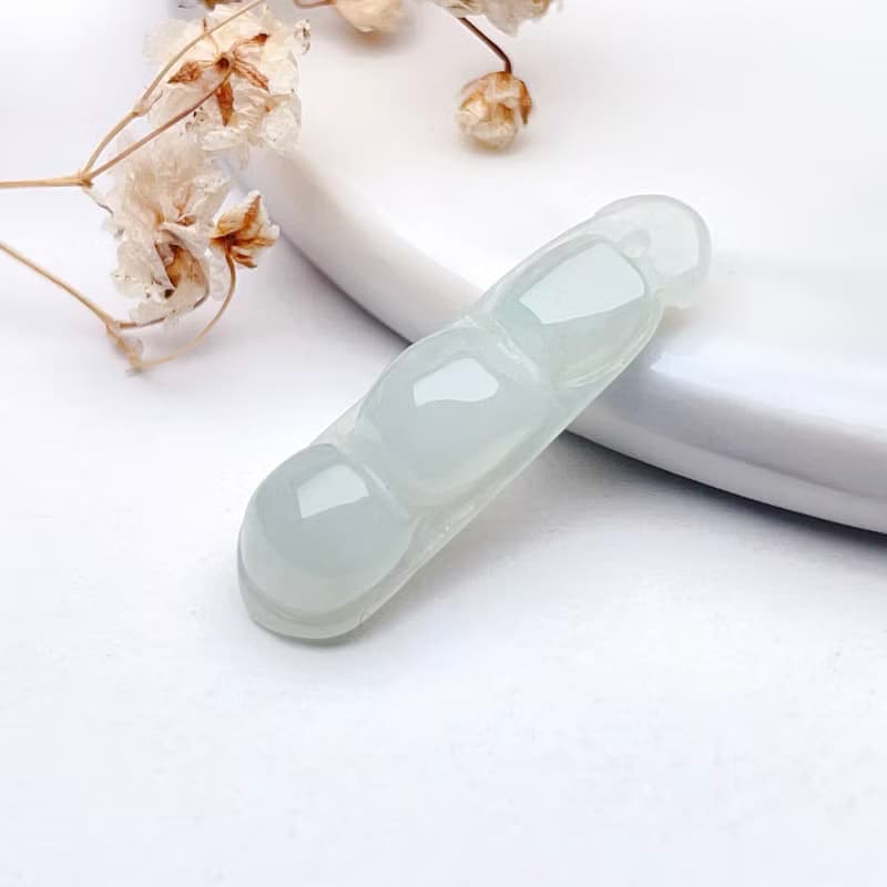 冰種翡翠福豆吊飾 | 天然緬甸玉翡翠A貨 | 送禮