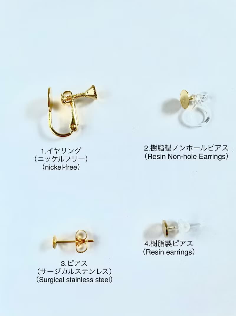 花朵耳環　傳統工藝品　妻見工作　粉紅色　白色