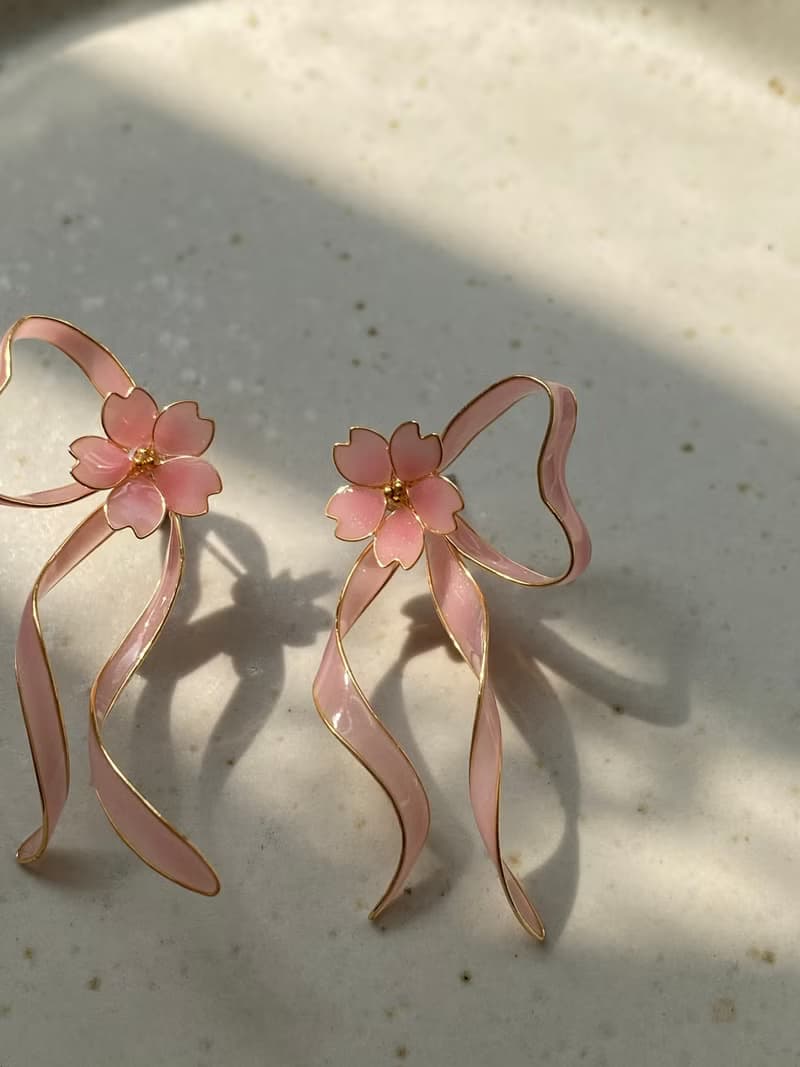 現貨 櫻的絲帶 | 櫻花 耳環 可改夾式