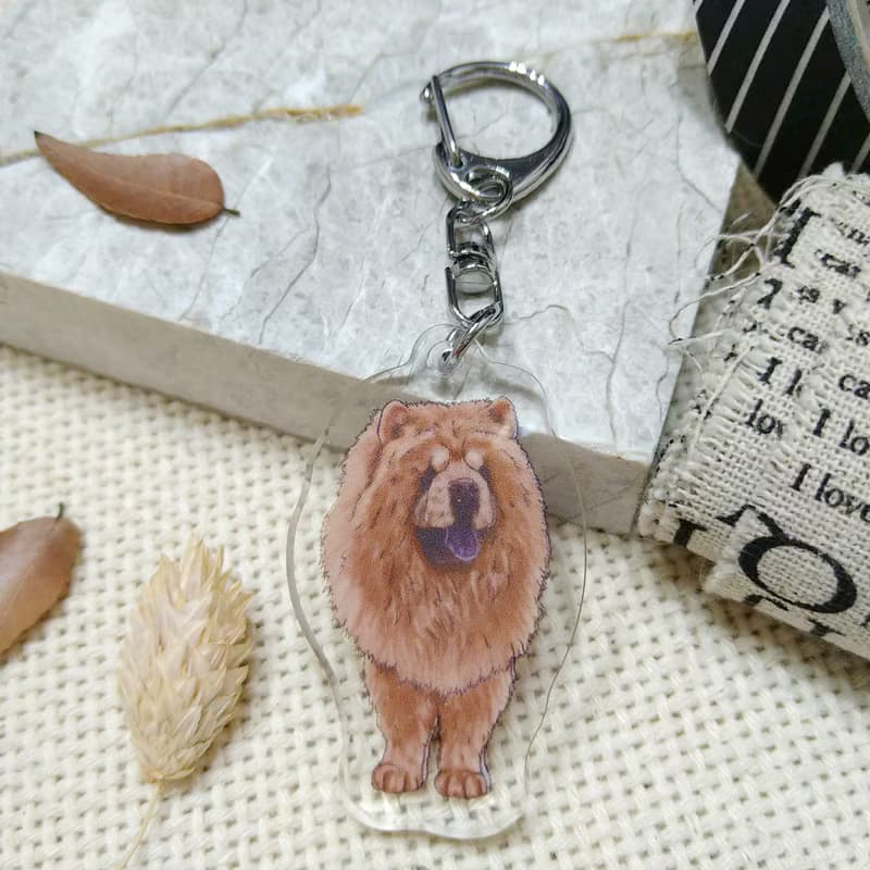 鬆獅犬-壓克力吊飾(鑰匙圈)-雙面圖案-新廠商