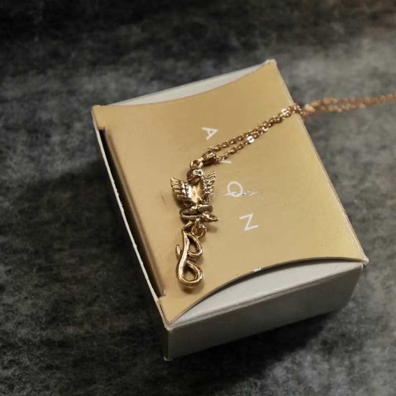 古董1996金色天使字母J項鍊 ANON原裝盒 N828
