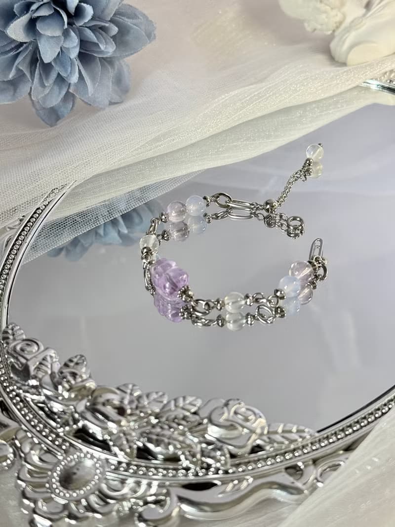 浪漫薰衣草貔貅女神手鍊/德魯納系列 - 醫療鋼/薰衣草紫水晶貔貅
