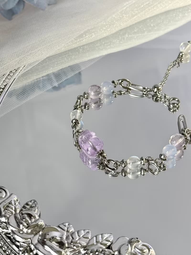 浪漫薰衣草貔貅女神手鍊/德魯納系列 - 醫療鋼/薰衣草紫水晶貔貅