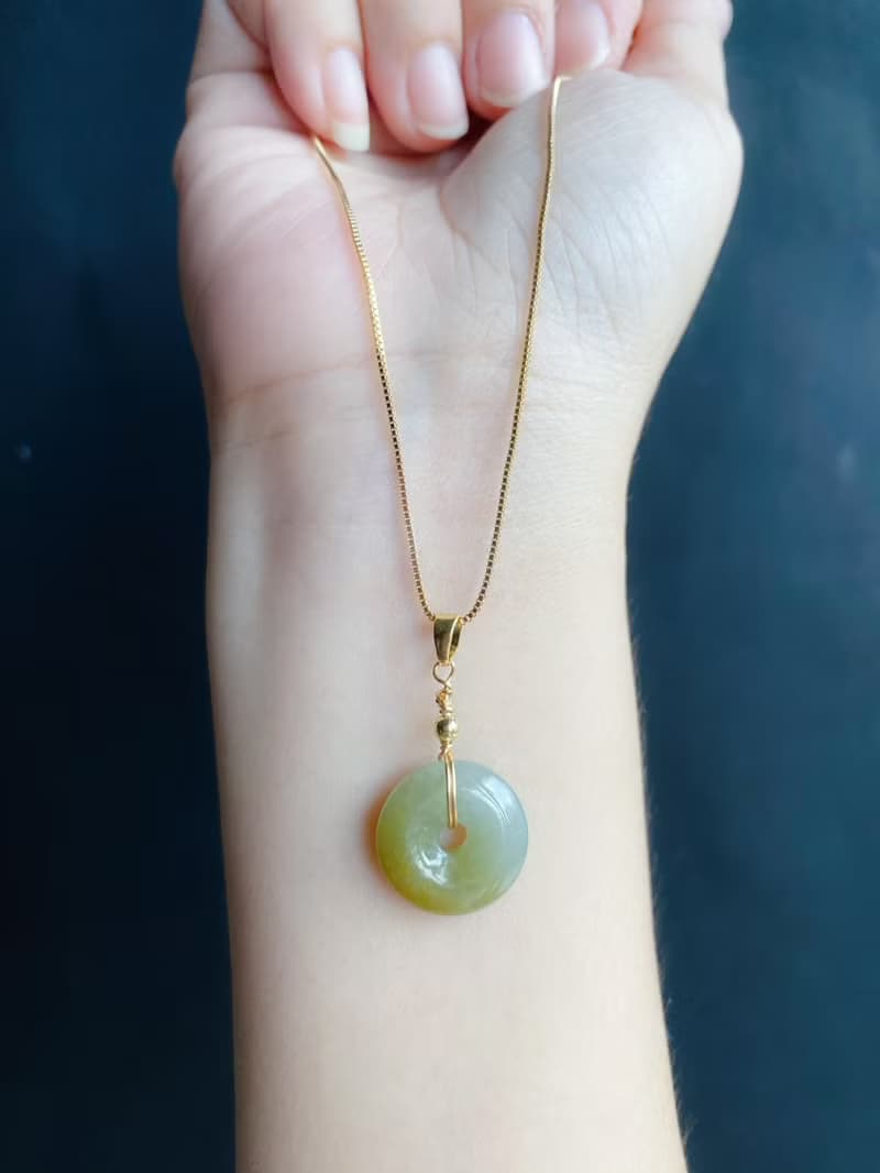 天然緬甸玉 翡翠 冰黃翡 平安扣 設計款 項鍊 禮物 生日禮物