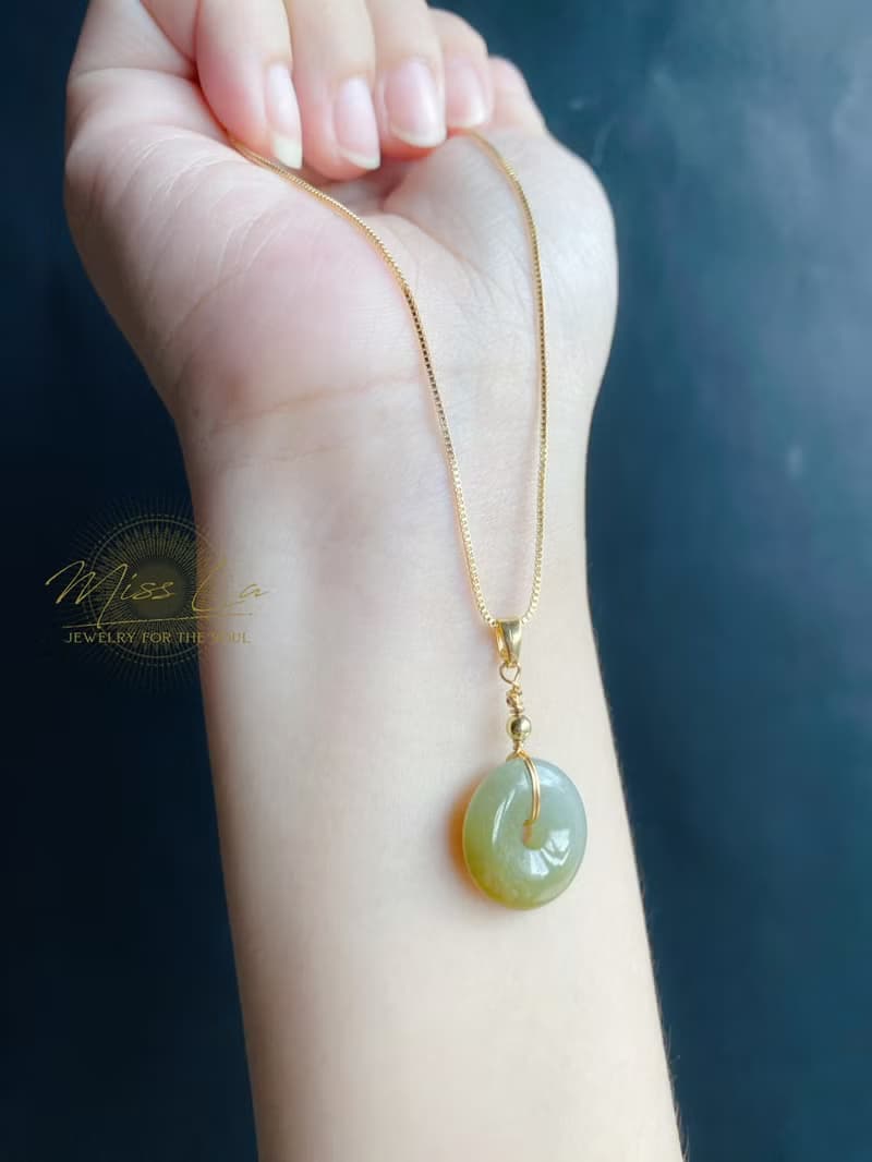 天然緬甸玉 翡翠 冰黃翡 平安扣 設計款 項鍊 禮物 生日禮物